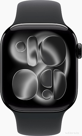 Умные часы Apple Watch Series 11 42 мм (алюминиевый корпус, черный/черный, спортивный силиконовый ремешок S/M)