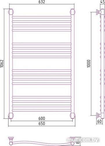 Полотенцесушитель Сунержа Флюид+ 1000x600 00-0222-1060