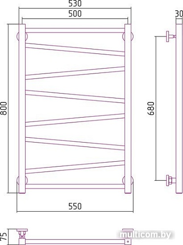 Полотенцесушитель Сунержа Сирокко 800x500 30-0253-8050