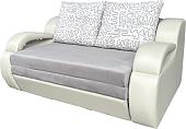 Диван Анмикс Каспер (св.беж-серый велюр/кож.зам беж/принт инкас)