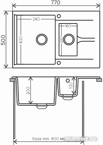 Кухонная мойка Polygran Brig-770 (белый хлопок 36)