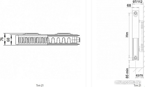 Стальной панельный радиатор Лемакс Compact 21 500x700