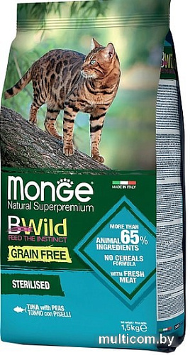 Сухой корм для кошек Monge Bwild Tonno Sterilised 1.5 кг