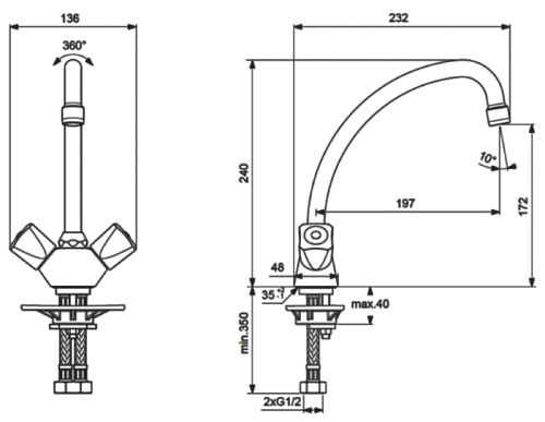 Двухрычажный смеситель Vidima Практик BA231AA