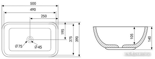 Умывальник Abber Rechteck AC2202MB (черный матовый)
