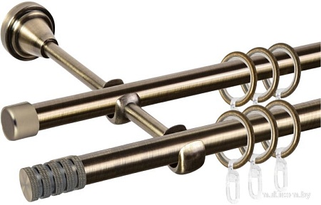 Карниз для штор Sundays Home Сириус 16мм+16мм двухрядный (антик, 2м)