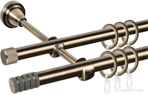 Карниз для штор Sundays Home Сириус 16мм+16мм двухрядный (антик, 2м)