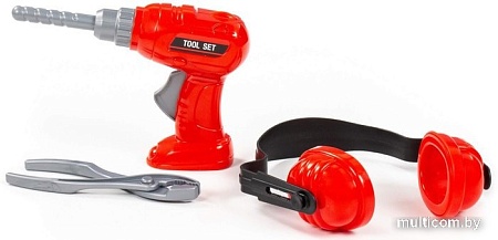 Набор инструментов игрушечных Полесье №21 91093 (шуруповерт, наушники, плоскогубцы)