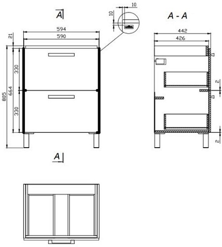 Cersanit Тумба под умывальник Melar 60 SU-MEL-CM60 (для Como 60)