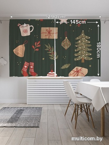 Комплект штор JoyArty Рождественская атрибутика Oxford 1.45x1.8 м pox_380815 (2 шт)
