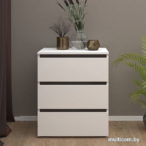 Комод Кортекс-мебель Бари 60 3ш (белый/белый/береза)