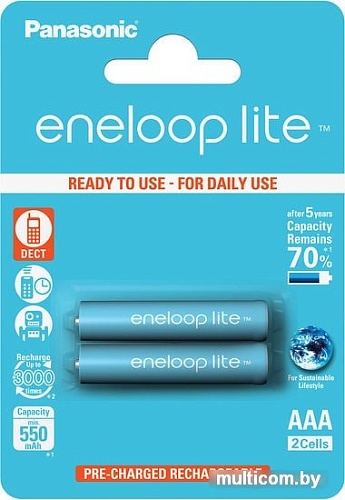 Аккумуляторы Panasonic Eneloop Pro AAA 550mAh 2 шт. [BK-4LCCE/2DE]