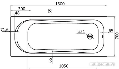 Ванна Santek Тенерифе 150x70 без гидромассажа [WH302213]