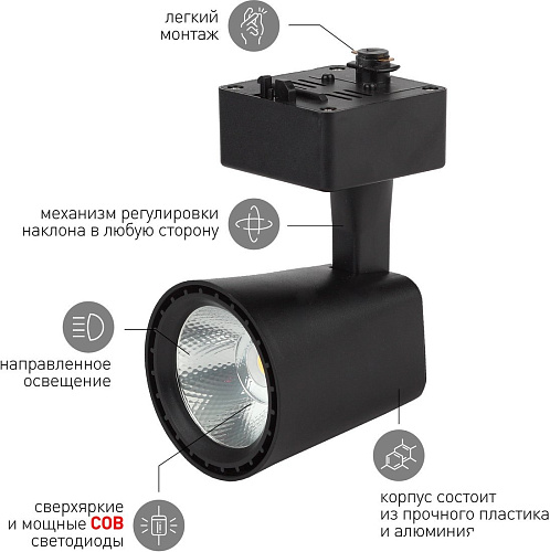 Трековый светильник ЭРА TR4-10 BK Б0032163 (черный)