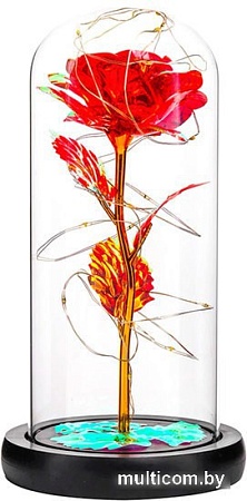 Искусственный цветок Sipl Вечная роза в стеклянном абажуре с подсветкой AG776