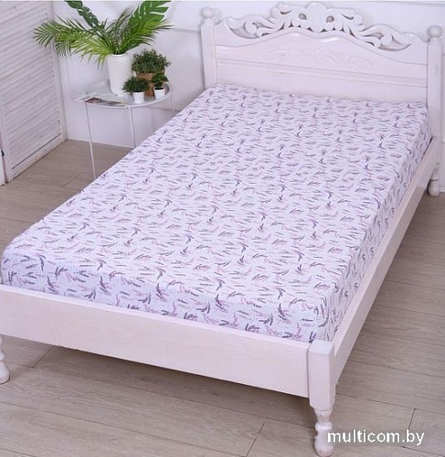 Постельное белье Luxsonia Трикотаж на резинке 90x200 2230 (лаванда б/з)