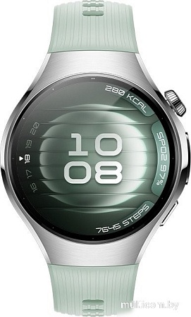 Умные часы Huawei Watch 5 42 мм (серебристый, с зеленым силиконовым ремешком, международная версия)