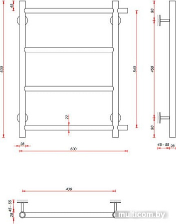 Полотенцесушитель Fincopper FCEB 63x50 (RAL)