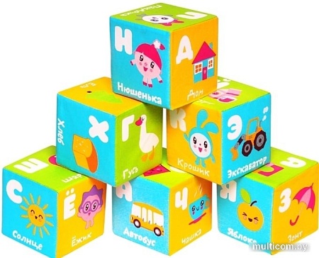 Кубики Мякиши Азбука Малышарики (6шт)