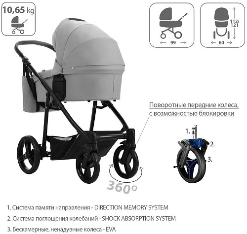 Универсальная коляска BEBETTO Explorer Air Pro (2 в 1, 02/черная рама)