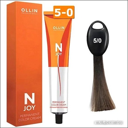 Крем-краска Ollin Professional N-Joy Color Cream 5/0 светлый шатен 100 мл