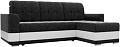 Угловой диван Mebelico Честер 61120 (правый, вельвет черный/экокожа белый)