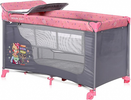 Манеж-кровать Lorelli Moonlight 2 Layers 2020 (pink travelling)