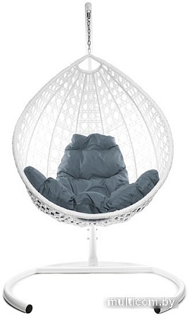 Подвесное кресло M-Group Капля Люкс 11030109 (белый ротанг/серая подушка)