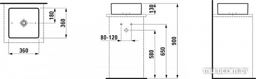 Умывальник Laufen Living Square 36x36 [8114330001121]