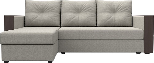 Угловой диван Лига диванов Валенсия Лайт левый 125970L (рогожка амур бежевый)