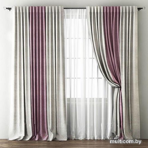 Комплект штор Pasionaria Кирстен 340x240 с подхватами (кремовый/розовый)