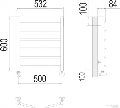Полотенцесушитель TERMINUS Классик П6 500x600 нп (сатин)