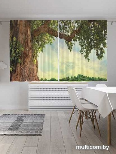 Комплект штор JoyArty Дерево на зеленой поляне Oxford DeLux 1.45x1.8 м (2 шт)