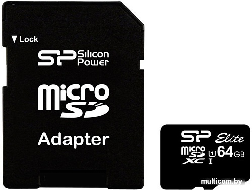 Карта памяти Silicon-Power microSDXC Elite UHS-1 (Class 10) 64 GB (SP064GBSTXBU1V10-SP)