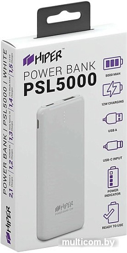Портативное зарядное устройство Hiper PSL5000 (белый)