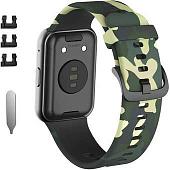Ремешок Rumi силиконовый для Huawei Watch FIT, Watch FIT Elegant (зеленый камуфляж)