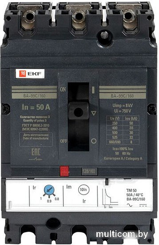 Выключатель автоматический EKF PROxima ВА-99C 16050А 3P 36кА mccb99C-160-50