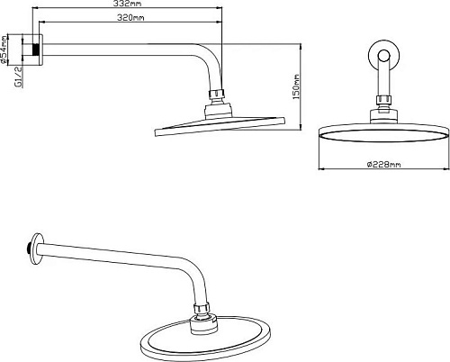 Верхний душ Diadonna D11-1905BL