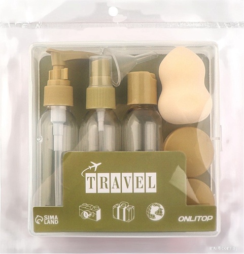 Набор флаконов для косметики Onlytop В футляре 7583961 (8шт, оливковый)
