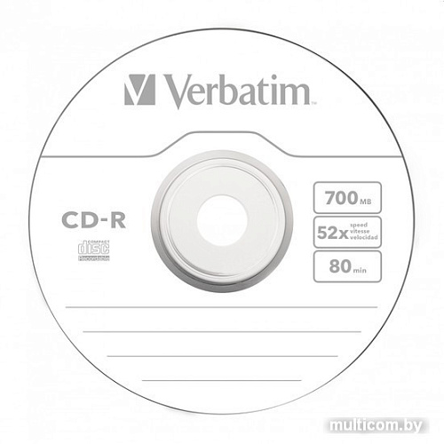 CD-R диск Verbatim 700Mb DL Extra Protection 52x CakeBox 100 шт. 43411