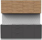 Готовая кухня Интермебель Микс Топ-37 2.2м без столешницы (дуб крафт золотой/графит серый)