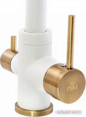 Смеситель Paulmark Essen Es213011-431BR (белый матовый/бронзовый)