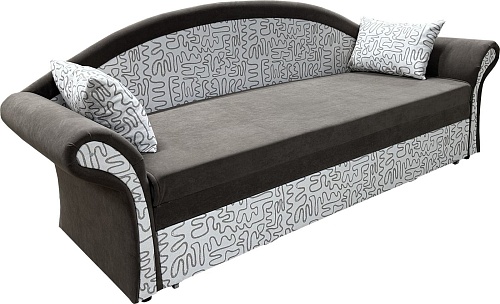 Диван Анмикс Риччи (темно-коричневый, велюр/принт инкас)