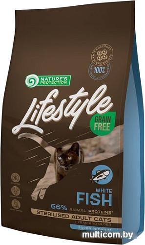 Сухой корм для кошек Nature's Protection Lifestyle Grain Free White Fish Sterilised Adult 1.5 кг