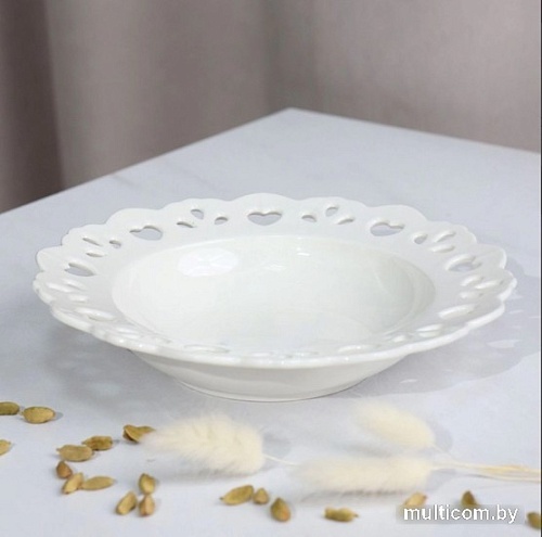 Тарелка глубокая AksHome Delicate Love 20.3x3.8 см (белый)