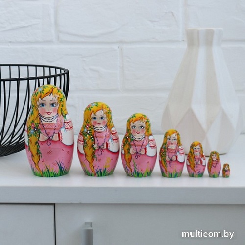 Развивающая игрушка Брестская Матрешка Девочка с косичкой - набор русских матрешек (набор 7 шт)