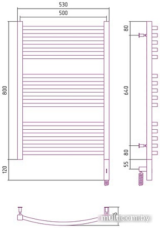 Полотенцесушитель Сунержа Аркус 3.0 800х500 МЭМ правый 00-5705-8050