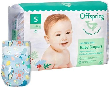 Подгузники Offspring S 3-6 кг Сидней (48 шт)