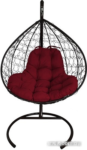Подвесное кресло M-Group XL 11120402 (черный ротанг/бордовая подушка)