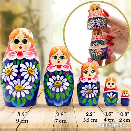Развивающая игра Брестская Матрешка С букетом ромашек (набор 5 шт)